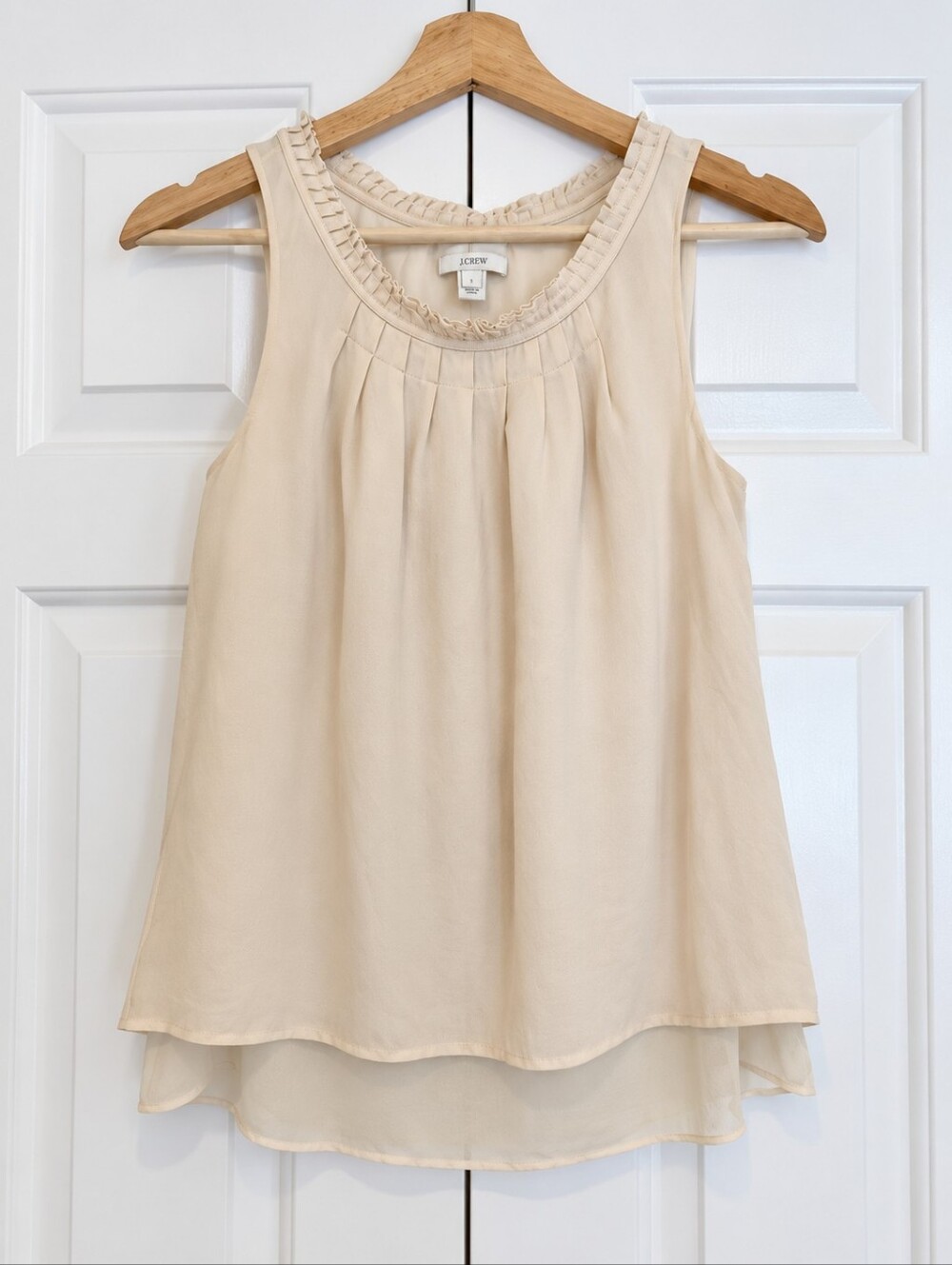 J.Crew 100% Silk Cream Blouse Camisole Tank Top Small Minimalist Quiet Luxury 4